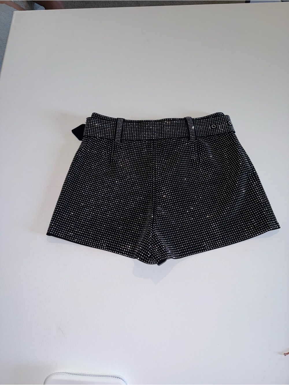 AKIRA Rhinestone Studded High Waist Shorts Black Size Large - Picture 4 of 9